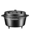 Pre-seasoned Cast Iron Dutch Oven with Flanged Iron Lid for Campfire or Fireplace Cooking;  Flat Bottom 8-qt