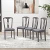 TOPMAX Rustic Wood Padded Dining Chairs for 4; Grey