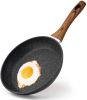 Egg Frying Pan Non Stick 8 inch Induction Wok for Steak Bacon Hot Dog Burgers Forged Aluminum Woks Nonstick Suitable for All Hobs