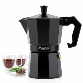 Stovetop Espresso Maker RAINBEAN 6-Cup Espresso Cup Moka Pot Classic Cafe Maker Percolator Italian Coffee Maker Italian Espresso for Gas or Electric A