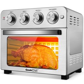 Toaster Oven Air Fryer Combo;  Countertop Convection Oven with 4 Accessories & Recipes;  Easy Clean;  Stainless Steel;  Silver