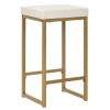 TREXM 3-piece Modern Pub Set with Faux Marble Countertop and Bar Stools; White/Gold