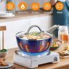 1.2 Quart Pot Saucepan with Lid, Small Nonstick Saucepan with Lid, Small Soup Pot with Lid, Small Induction Stock Pot, Blue Mini Saucepan with Lid, Mi