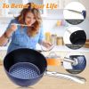 1.2 Quart Pot Saucepan with Lid, Small Nonstick Saucepan with Lid, Small Soup Pot with Lid, Small Induction Stock Pot, Blue Mini Saucepan with Lid, Mi