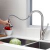 Single Handle High Arc Brushed Nickel Pull Out Kitchen Faucet; Stainless Steel Kitchen Sink Faucets with Pull Down Sprayer