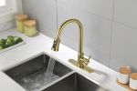 Single Handle High Arc Pull Out Kitchen Faucet; Single Level Stainless Steel Kitchen Sink Faucets with Pull Down Sprayer