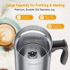 Milk Frother, 10oz/300ml Electric Milk Warmer with Touch Screen, 4.7oz/140ml Hot & Cold Foam Maker with Buzzer, 4 IN 1 Spacekey Automatic Stainless St