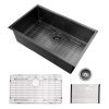 32x19 inch Undermount Kitchen Sink 16 Gauge Stainless Steel Single Bowl Kitchen Sink Gunmetal Black