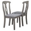 TOPMAX Rustic Wood Padded Dining Chairs for 4; Grey