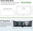 TRUSTMADE Workstation 32-inch Undermount 16 Gauge Kitchen Sink R10 Radius Stainless Steel Kitchen Sink Single Bowl - 100% Handmade with Intergrated Le