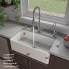 Fireclay Farmhouse Kitchen Sink 33 inch Apron Sink Single Bowl Farm Sink with Bottom Grid in & Drain ; White Color