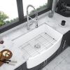 White Farmhouse Sink - 30 inch White Kitchen Sink Ceramic Arch Edge Apron Front Single Bowl Farm Kitchen Sinks