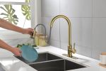 Single Handle High Arc Pull Out Kitchen Faucet; Single Level Stainless Steel Kitchen Sink Faucets with Pull Down Sprayer