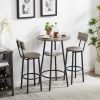 JHX Bar Table Set with 2 Bar stools PU Soft seat with backrest (Grey; 23.62''L*23.62''W*35.43''H)