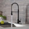 Commercial Modern Single Handle Spring High Arc Kitchen Faucet Matte Black