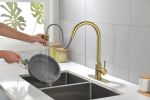 Single Handle High Arc Pull Out Kitchen Faucet; Single Level Stainless Steel Kitchen Sink Faucets with Pull Down Sprayer