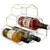 1pc Geo Golden 10 Bottle Wine Rack; Honeycomb Design; Golden-Plated Iron; Freestanding Wine Holder