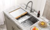 Trustmade 32&quot; x 19&quot; Workstation Ledge Handmade Undermount Kitchen Sink SUS304 Stainless Steel 16 Gauge Big Single Bowl Bar or Outdoor