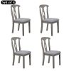 TOPMAX Rustic Wood Padded Dining Chairs for 4; Grey