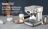 Geek Chef Espresso Machine,20 bar espresso machine with milk frother for latte,cappuccino,Machiato,for home espresso maker,1.8L Water Tank,Stainless S