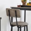 JHX Bar Table Set with 2 Bar stools PU Soft seat with backrest (Grey; 23.62''L*23.62''W*35.43''H)