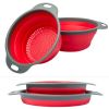 Collapsible Colander Silicone Bowl Strainer Set of 2, Portable Folding Filter Basket Bowls Container Rubber Strainer, Use for Draining Fruits, Vegetab