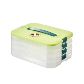 1pc 4-Layer Food Storage Containers; Food Storage Containers With Lids Dumpling Storage Box; Good Sealing; Stackable Dumpling Food Containers (Color: Green, size: Four Floors)