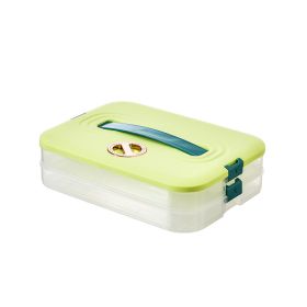 1pc 4-Layer Food Storage Containers; Food Storage Containers With Lids Dumpling Storage Box; Good Sealing; Stackable Dumpling Food Containers (Color: Green, size: Two Floors)