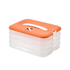 1pc 4-Layer Food Storage Containers; Food Storage Containers With Lids Dumpling Storage Box; Good Sealing; Stackable Dumpling Food Containers (Color: Orange, size: Four Floors)