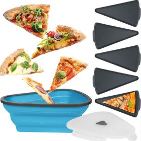 1pc Dishwasher Safe Reusable Pizza Storage Container; Pizza Container; Microwavable Pizza Slice Container (Color: Blue)