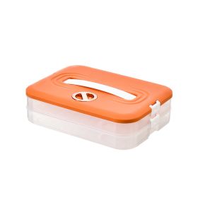 1pc 4-Layer Food Storage Containers; Food Storage Containers With Lids Dumpling Storage Box; Good Sealing; Stackable Dumpling Food Containers (Color: Orange, size: Two Floors)