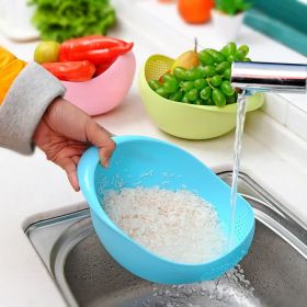 Creative Kitchen Rice Cleaner Rice Sieve Home Rice Bowl Plastic Drain Basket Vegetable Washing Basin Multifunctional (Specification: 22.5*17*12.5, Color: Green)