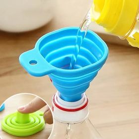 1pc Silicone Small Funnel;  Retractable Folding Funnel (Color: Blue)