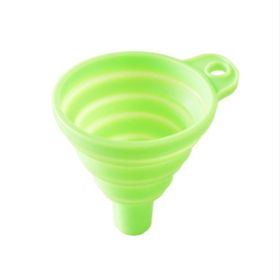 1pc Silicone Small Funnel;  Retractable Folding Funnel (Color: Green)