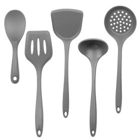 Silica gel spatula High temperature resistant silica gel kitchenware set Special silica gel spatula spoon for household frying pan (Number of kits: Leaky shovel, size: grey)