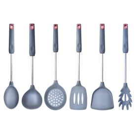 Silicone spatula set directly supplied by the factory; pot spoon shovel set; 6 pieces; high temperature resistant kitchenware; rubber spoon gift; mult (size: suit)