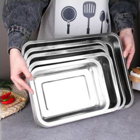 Wholesale stainless steel square plate 304 stainless steel rice plate rectangular tray barbecue plate stainless steel plate dish plate (Specifications: 60*40*4.8, colour: 08 No magnetism)