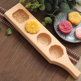 1pc Mooncake Three Dimensional Wooden Mold; Cookie Molds For Baking; 35*8*2.5cm/13.7*3.14*0.98in (Color: "A" Flowers)