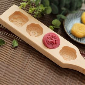 1pc Mooncake Three Dimensional Wooden Mold; Cookie Molds For Baking; 35*8*2.5cm/13.7*3.14*0.98in (Color: "B" Flowers)