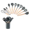 Wooden handle spatula; special for non stick pan; silica gel spatula; cooking shovel; household harmless pan; kitchen utensils; spatula set; tablespoo