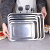 Wholesale stainless steel square plate 304 stainless steel rice plate rectangular tray barbecue plate stainless steel plate dish plate