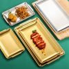 Korean 304 stainless steel plate; rectangular plate; gold plate; craft decoration; barbecue plate; western food; snack plate; flat plate