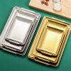 Korean 304 stainless steel plate; rectangular plate; gold plate; craft decoration; barbecue plate; western food; snack plate; flat plate