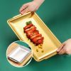 Korean 304 stainless steel plate; rectangular plate; gold plate; craft decoration; barbecue plate; western food; snack plate; flat plate